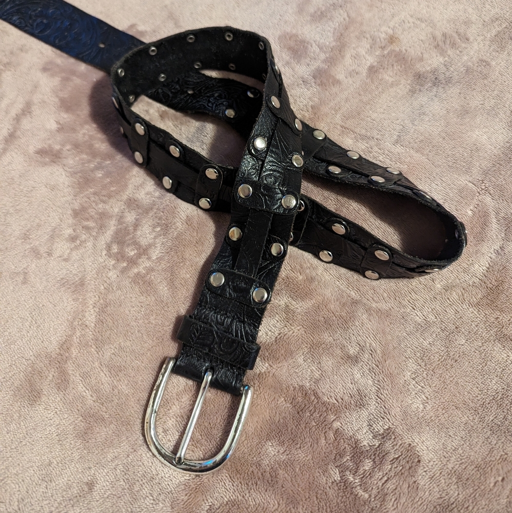 Donald J. Pliner studded black leather belt